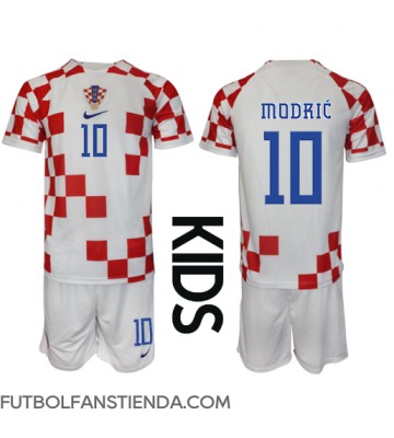 Croacia Luka Modric #10 Primera Equipación Niños Mundial 2022 Manga Corta (+ Pantalones cortos)